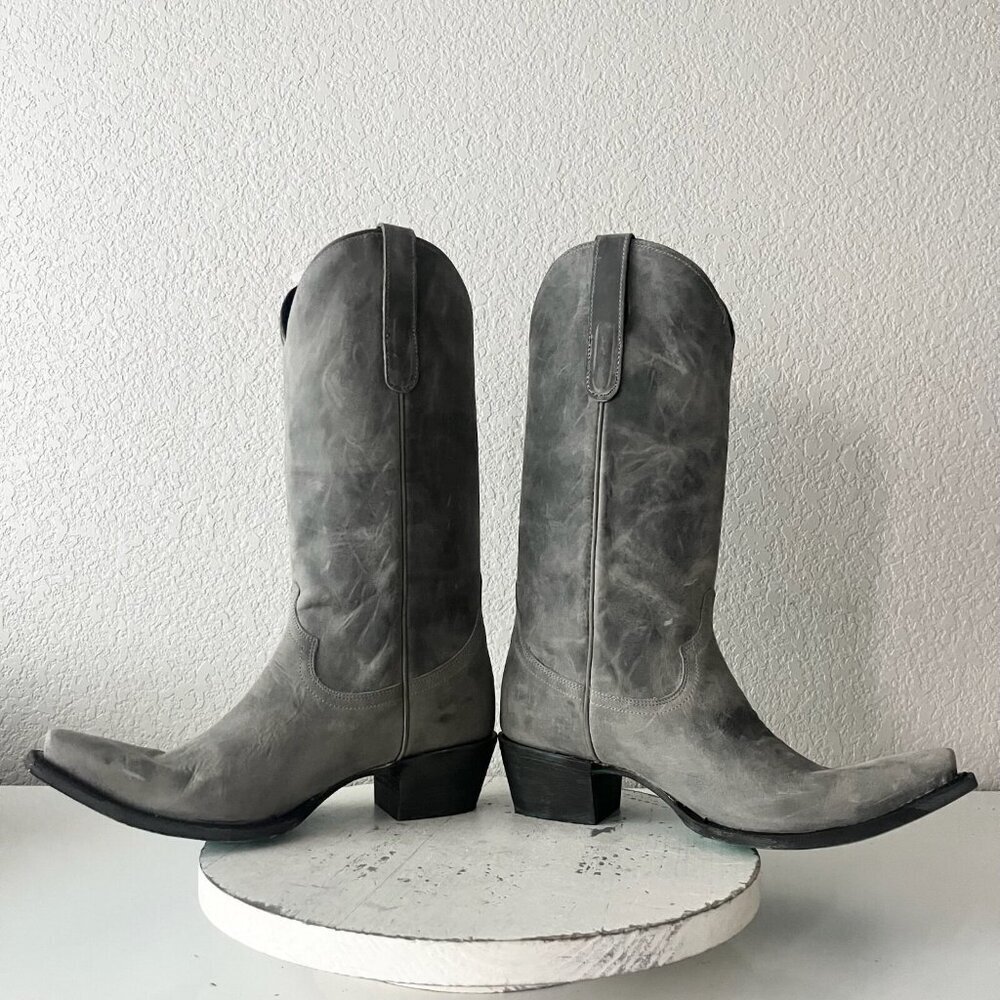 Lane EMMA JANE Gray Cowboy Boots Leather Western Tall Snip Toe Size 9.5 - Picture 8 of 12